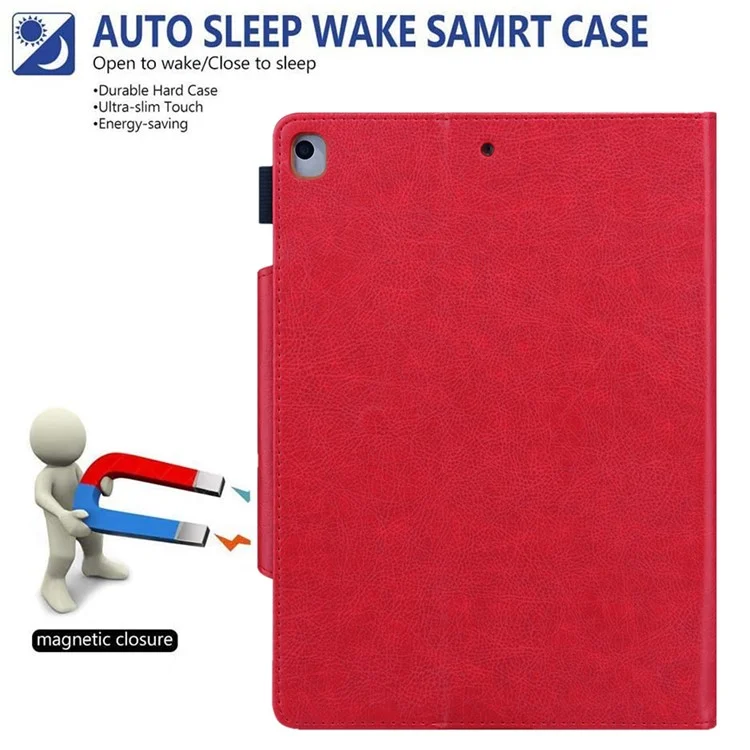 PU Leather Tablet Cover Case with Card Slot for iPad 9.7-inch (2017)/(2018)/Air (2013)/Air 2/Pro 9.7 inch (2016) - Red