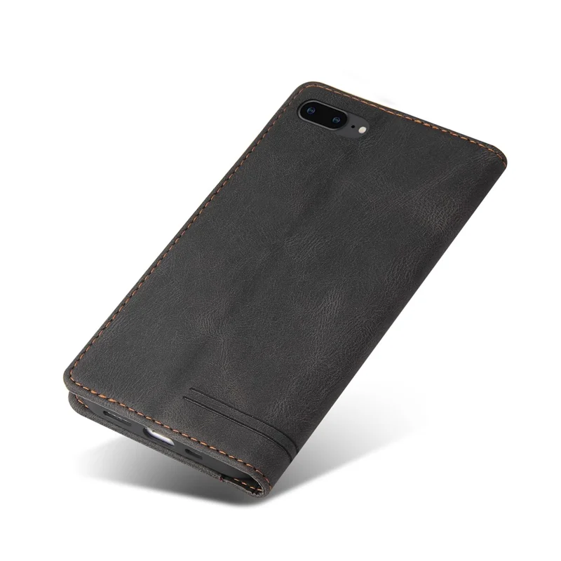 GQ.UTROBE Auto- absorbed Quality Leather Phone Shell Case with Anti-theft Swiping Design for iPhone 7 4.7 inch/8 4.7 inch/SE (2020)/SE (2022) - Black