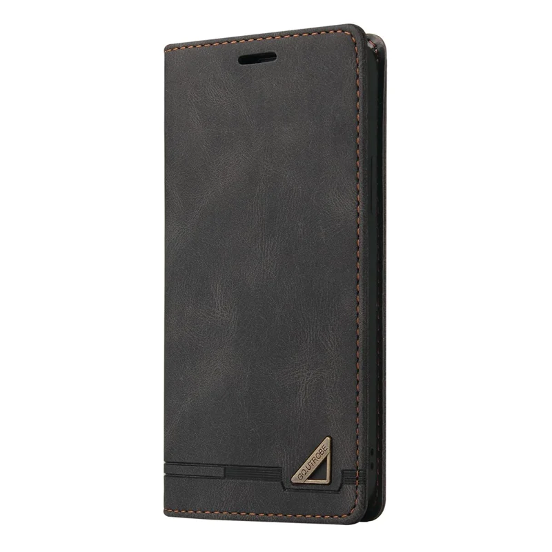 GQ.UTROBE Auto- absorbed Quality Leather Phone Shell Case with Anti-theft Swiping Design for iPhone 7 4.7 inch/8 4.7 inch/SE (2020)/SE (2022) - Black