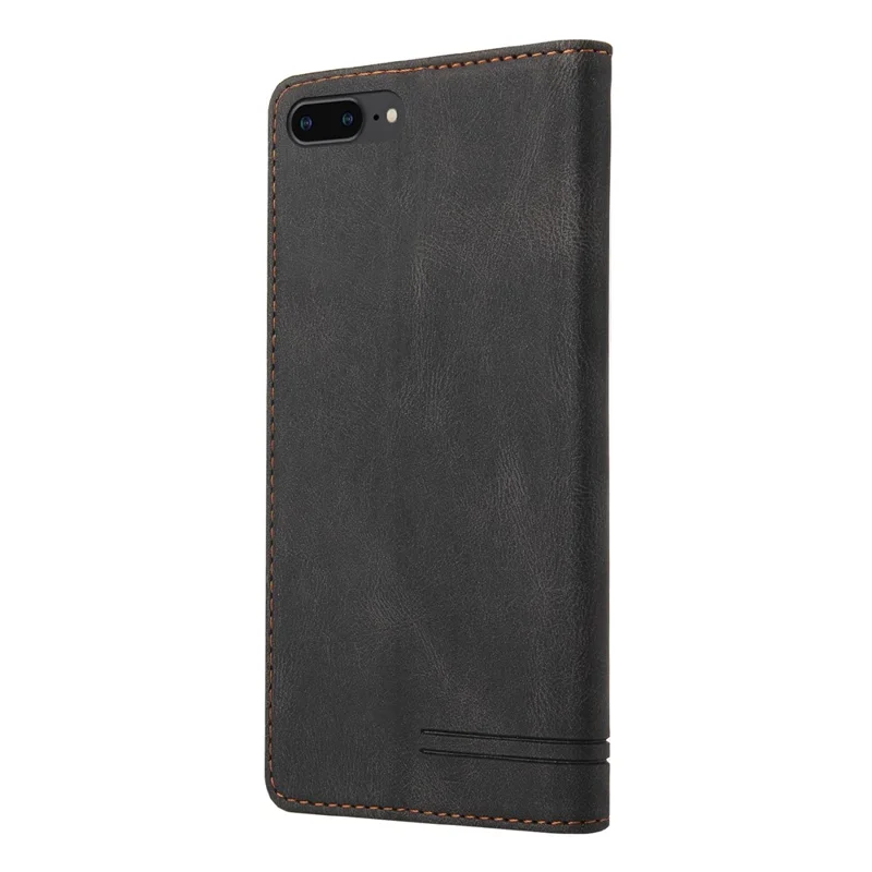 GQ.UTROBE Auto- absorbed Quality Leather Phone Shell Case with Anti-theft Swiping Design for iPhone 7 4.7 inch/8 4.7 inch/SE (2020)/SE (2022) - Black