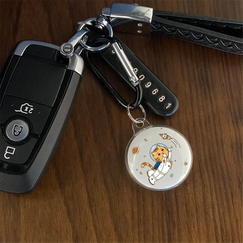 Pattern Printing Soft TPU Protective Case Sleeve Skin Cover with Key Ring for Apple AirTag Tracker - Camellia