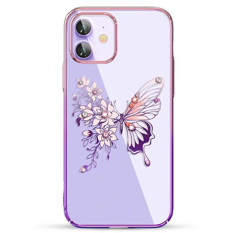 KINGXBAR Butterfly Series Luxury Authorized Swarovski Crystals Clear PC Phone Case for iPhone 12 Pro/12 - Lila