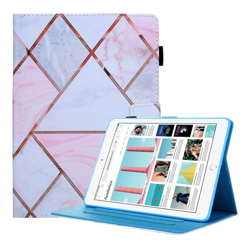 Pattern Printing PU Leather Tablet Cover Case with Card Slot for iPad 10.2 (2021)/(2020)/(2019)/Air 10.5 inch (2019)/Pro 10.5-inch (2017) - Pink Marble