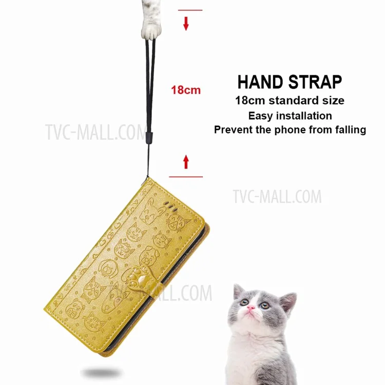 caso de suporte de couro magnético com padrão de cão de gato imprimível para iphone 7 4,7 polegadas/8 4,7 polegadas/se (2020)/se (2022)/6 - amarelo