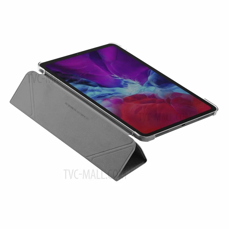MOMAX Triple-Fold Stand PU Leather Tablet Flip Case Cover Shell for iPad Pro 11-inch (2021) - Dark Grey