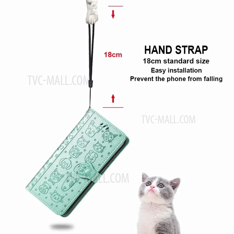 Imprinting Cat Dog Pattern Design Magnetic's Leather Stand Case Per Iphone 11 6,1 Pollici - Verde
