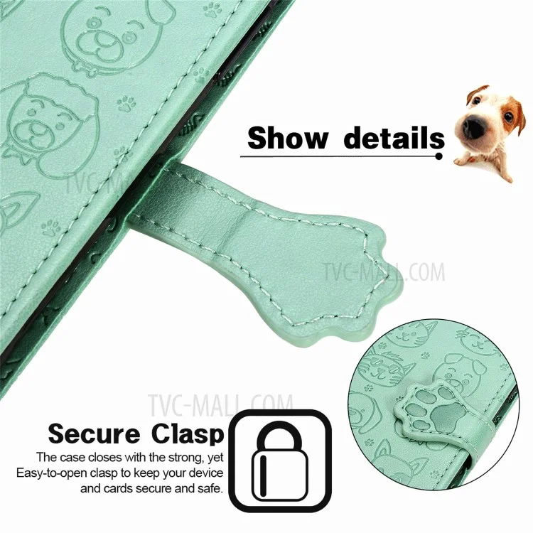 Imprinting Cat Dog Pattern Design Magnetic's Leather Stand Case Per Iphone 11 6,1 Pollici - Verde