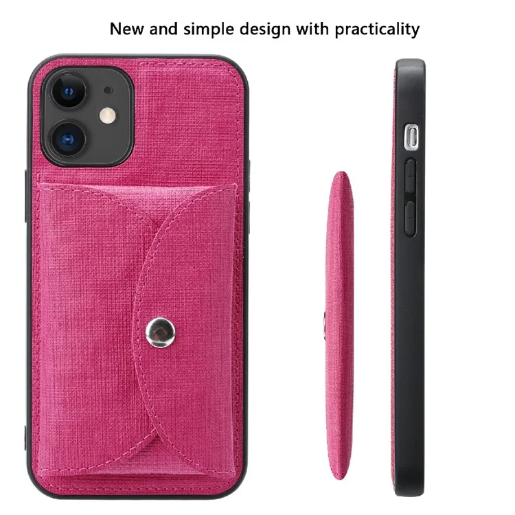 VILI T Series Movable Magnetic Absorption Wallet Leather Coated TPU Phone Case for iPhone 12 Pro / 12 6.1 inch - Rose