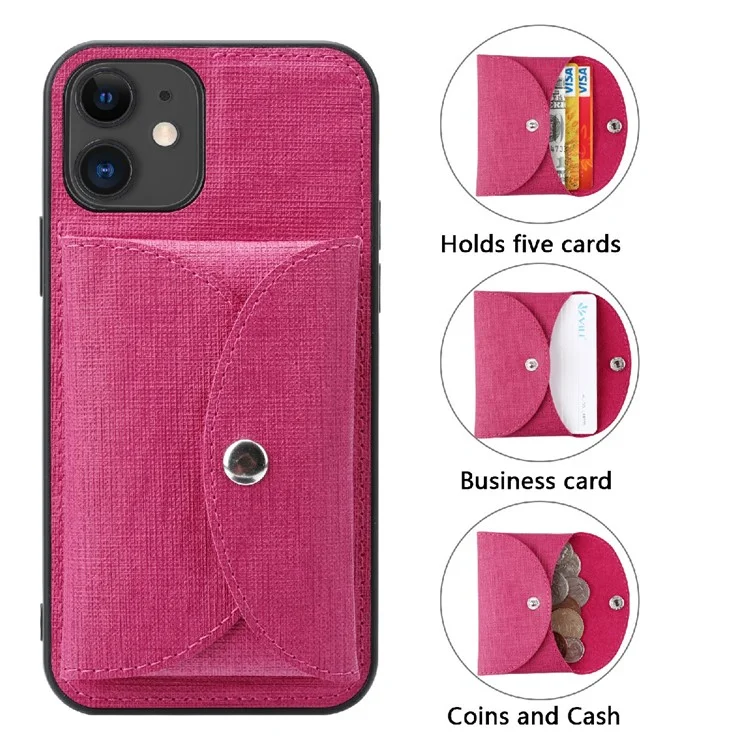 VILI T Series Movable Magnetic Absorption Wallet Leather Coated TPU Phone Case for iPhone 12 Pro / 12 6.1 inch - Rose