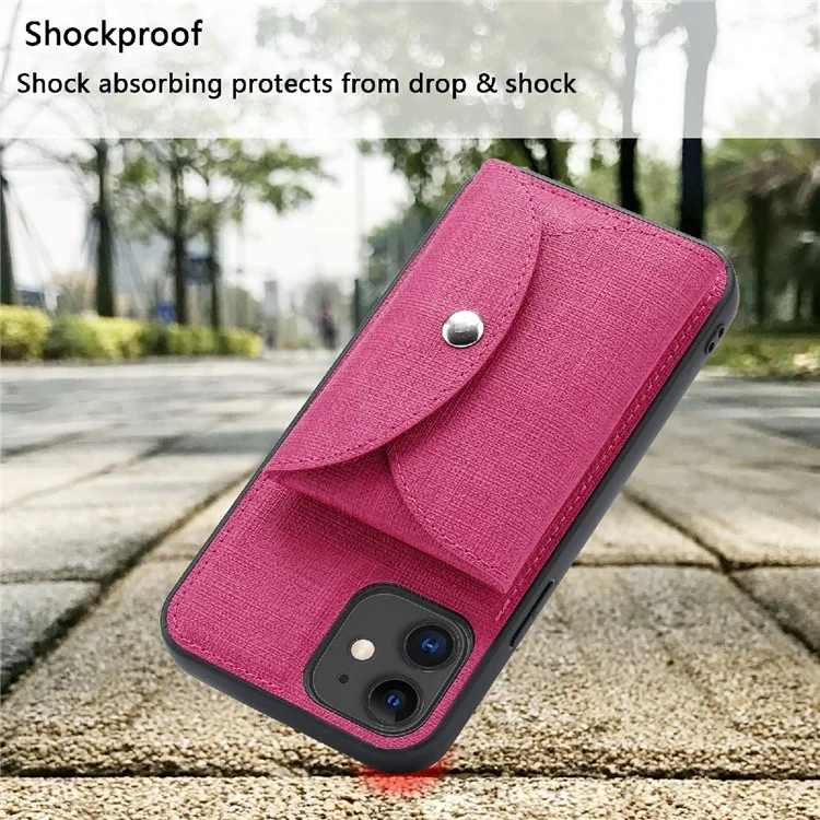 VILI T Series Movable Magnetic Absorption Wallet Leather Coated TPU Phone Case for iPhone 12 Pro / 12 6.1 inch - Rose