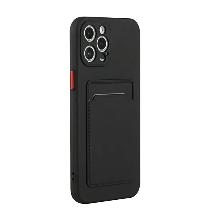 Soft TPU Phone Case Well-Protected Cover with Card Slot for iPhone 12 Pro Max - Black