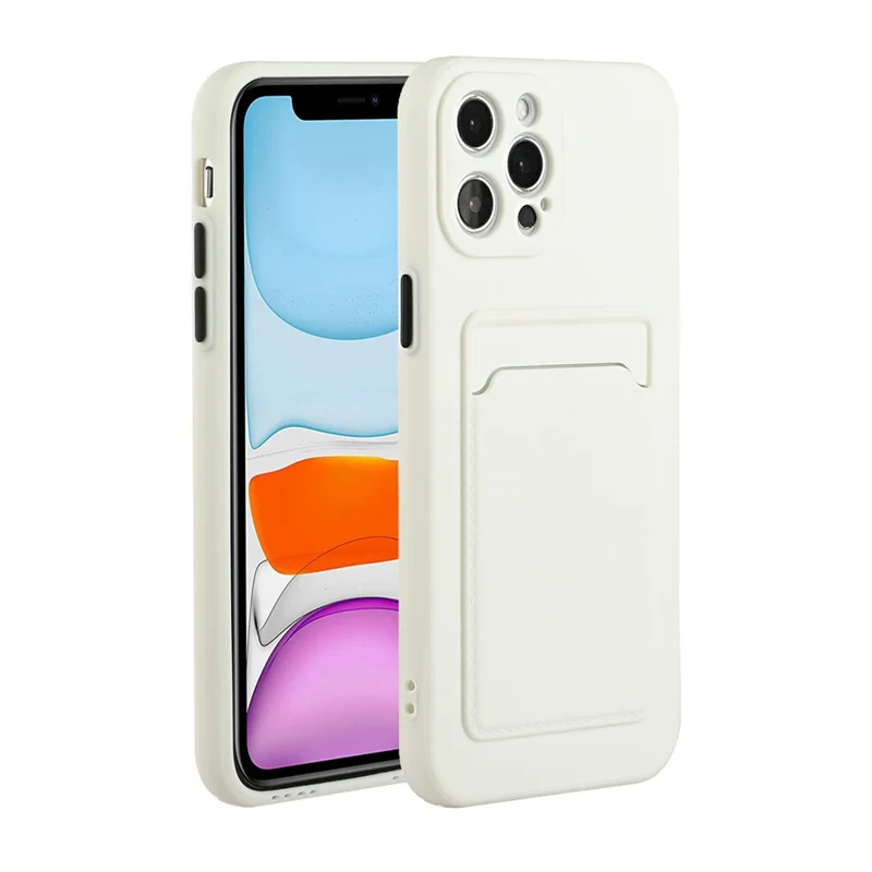 Soft TPU Phone Case Well-Protected Cover with Card Slot for iPhone 12 Pro Max - White