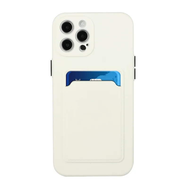 Soft TPU Phone Case Well-Protected Cover with Card Slot for iPhone 12 Pro Max - White