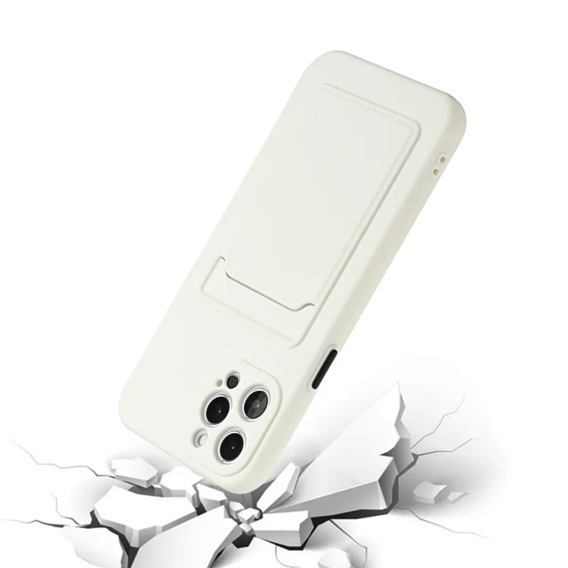 Soft TPU Phone Case Well-Protected Cover with Card Slot for iPhone 12 Pro Max - White