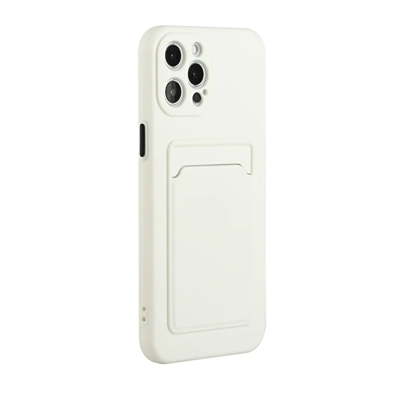 Soft TPU Phone Case Well-Protected Cover with Card Slot for iPhone 12 Pro Max - White