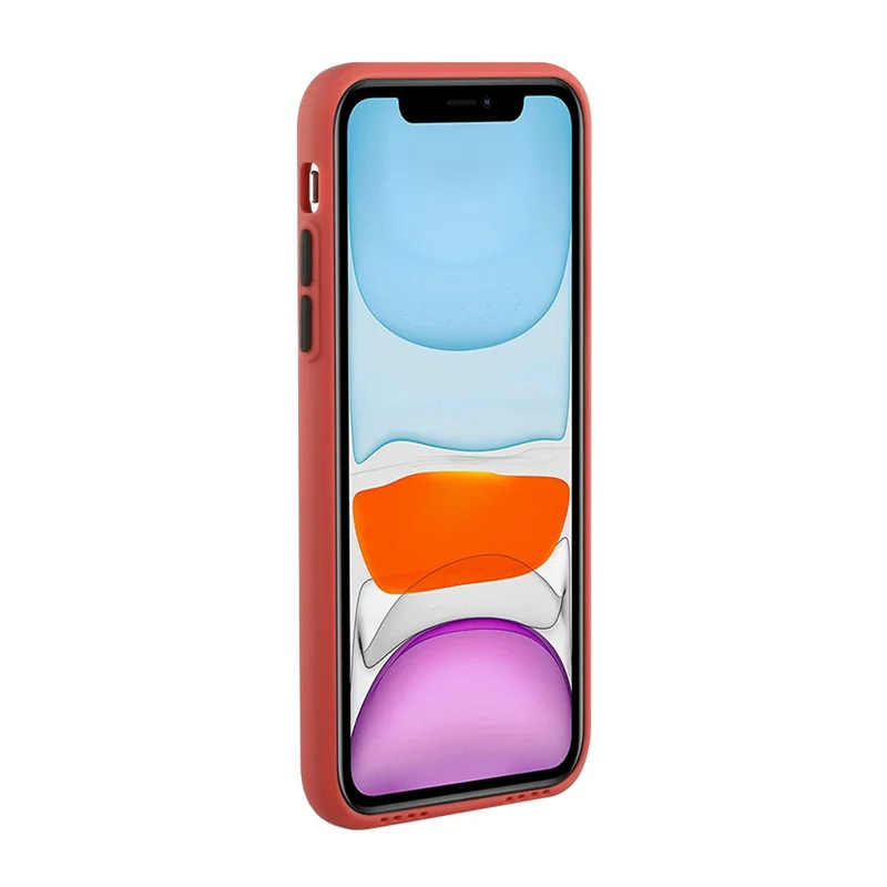Well-Protected Soft TPU Phone Case Cover with Card Slot for iPhone 12/12 Pro - Coral