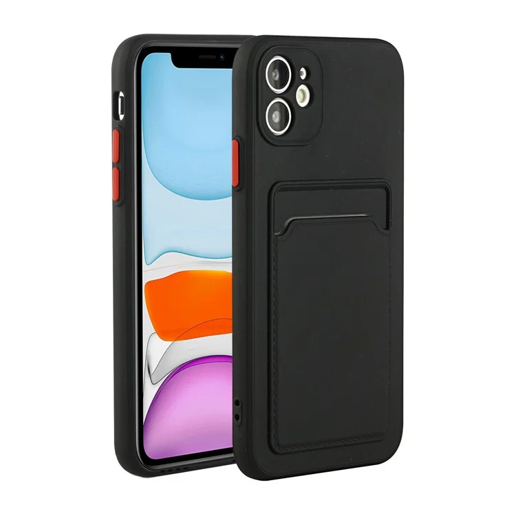 Flexible TPU Phone Case Cover with Card Slot for iPhone 12 mini - Black