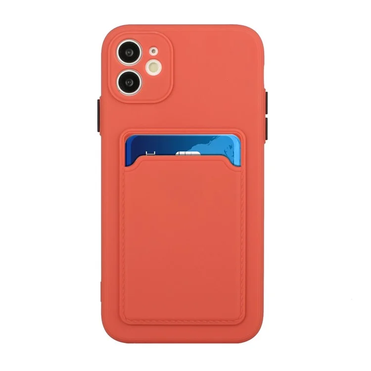 Flexible TPU Phone Case Cover with Card Slot for iPhone 12 mini - Coral