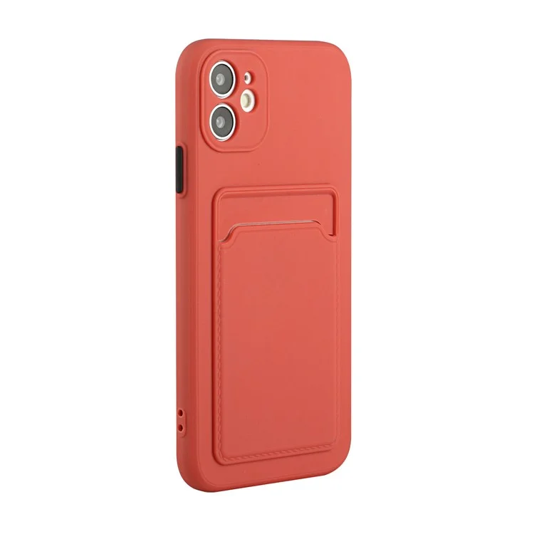 Flexible TPU Phone Case Cover with Card Slot for iPhone 12 mini - Coral