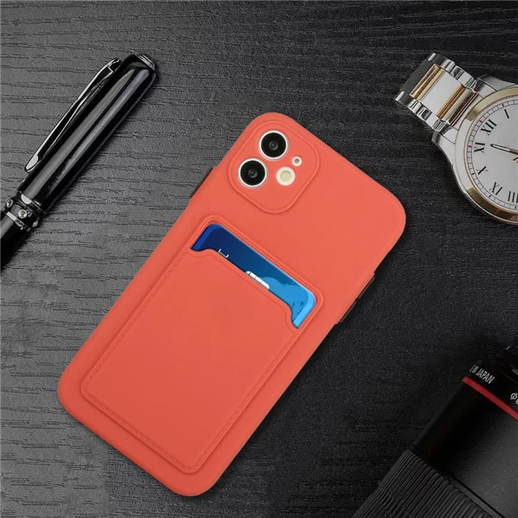 Flexible TPU Phone Case Cover with Card Slot for iPhone 12 mini - Coral
