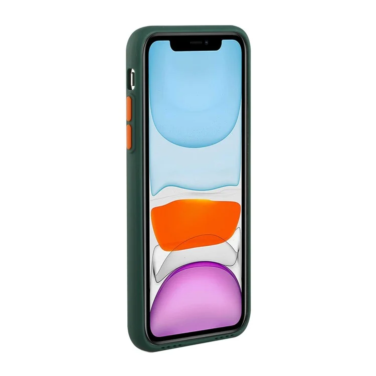 Soft TPU Protective Case Cover Built In Card Slot for iPhone 12 - Dark Green