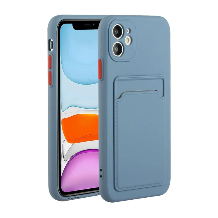 Étui de protection en TPU souple avec fente pour carte intégrée pour iPhone 12 - Bleu