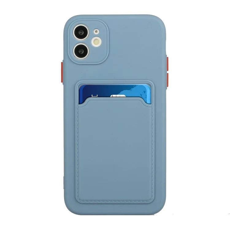 Étui de protection en TPU souple avec fente pour carte intégrée pour iPhone 12 - Bleu