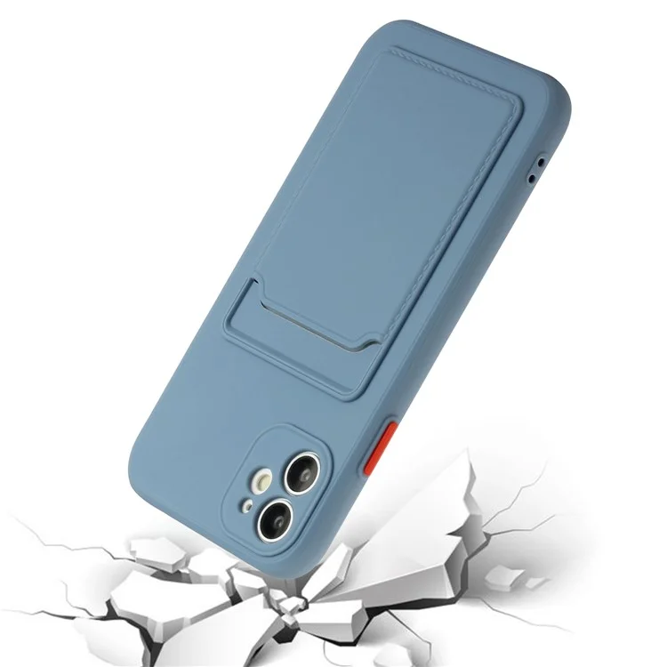 Étui de protection en TPU souple avec fente pour carte intégrée pour iPhone 12 - Bleu