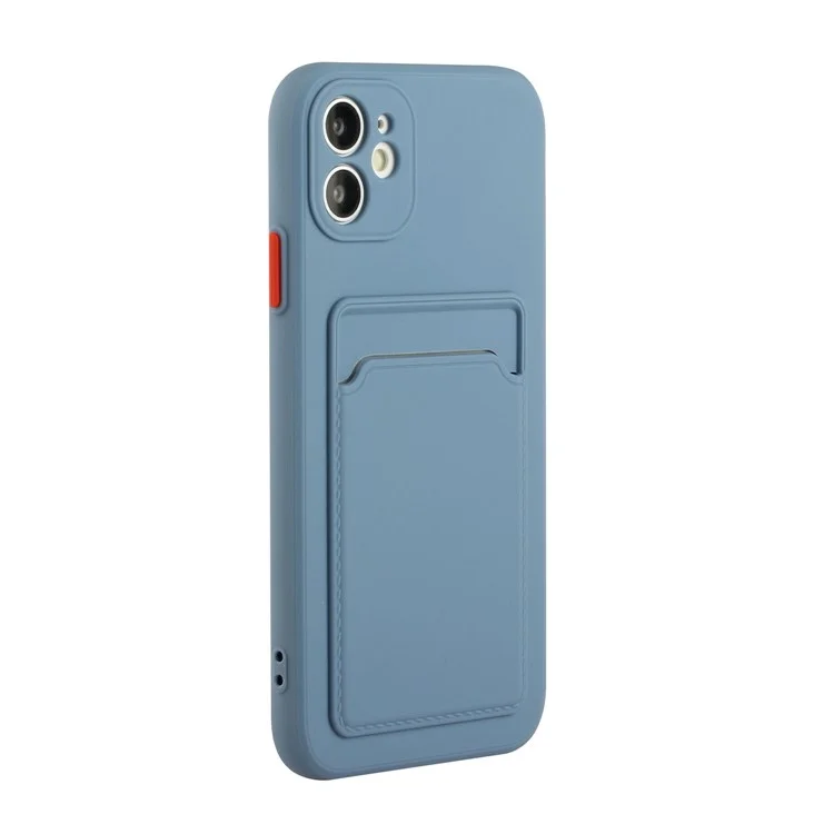 Étui de protection en TPU souple avec fente pour carte intégrée pour iPhone 12 - Bleu