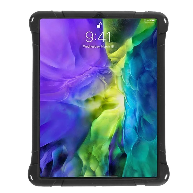 Silicone À Prova De Choque + Protetor De Plástico Tablet Case Capa Shell Com Kickstand Para Ipad Pro 12.9-inch 2018/2020/2021 - Preto