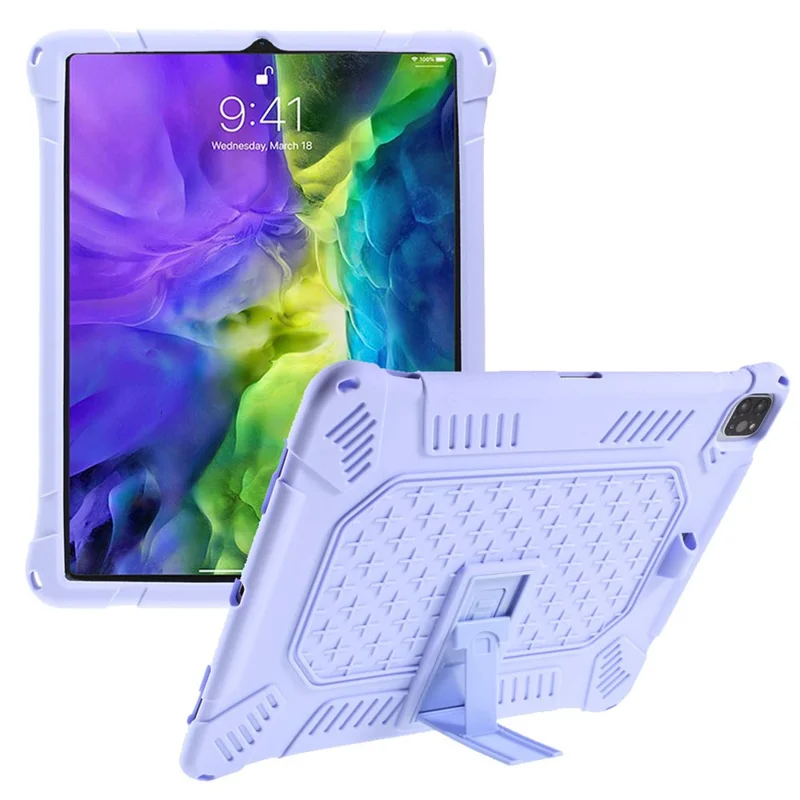 Silicone+Plastic Tablet Case Kickstand for iPad Air 13 (2026) / (2025) / (2024) / Pro 12.9 (2018) / (2020) / (2021) / (2022) - Light Purple