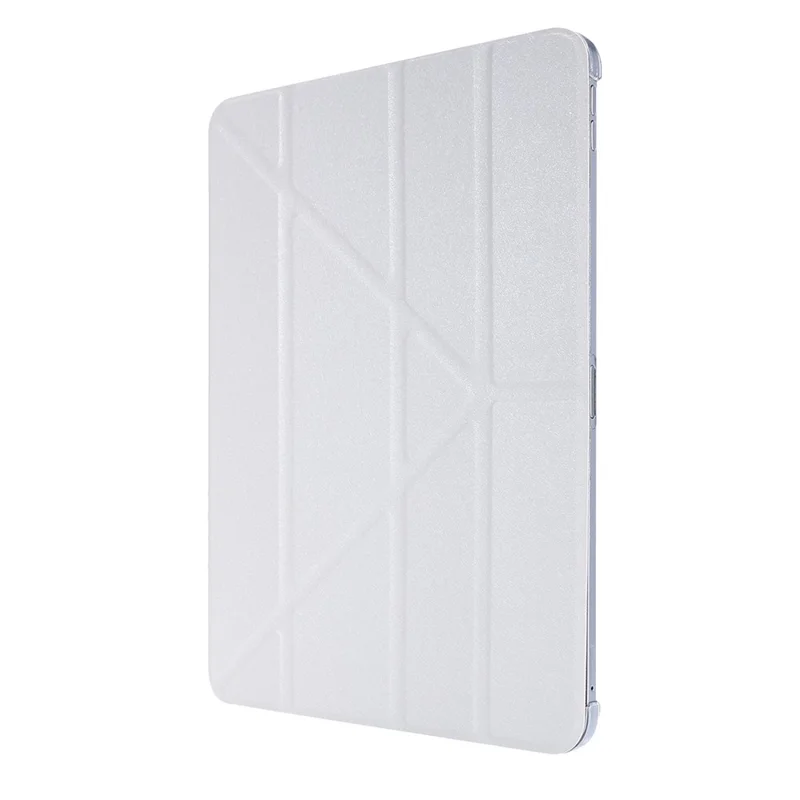 Silk Texture Leather Smart Tablet Cover Origami Stand Shell for iPad Pro 12.9-inch (2021) - White