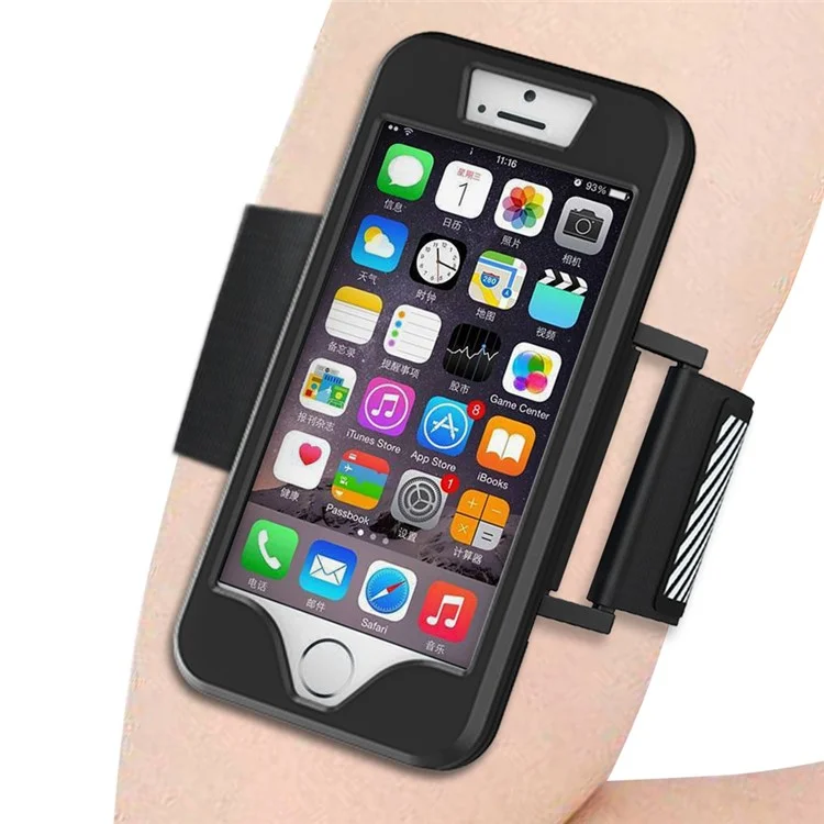 Anti-drop Luminous Armband + Silicone Phone Case for iPhone SE/5s/5 - Black