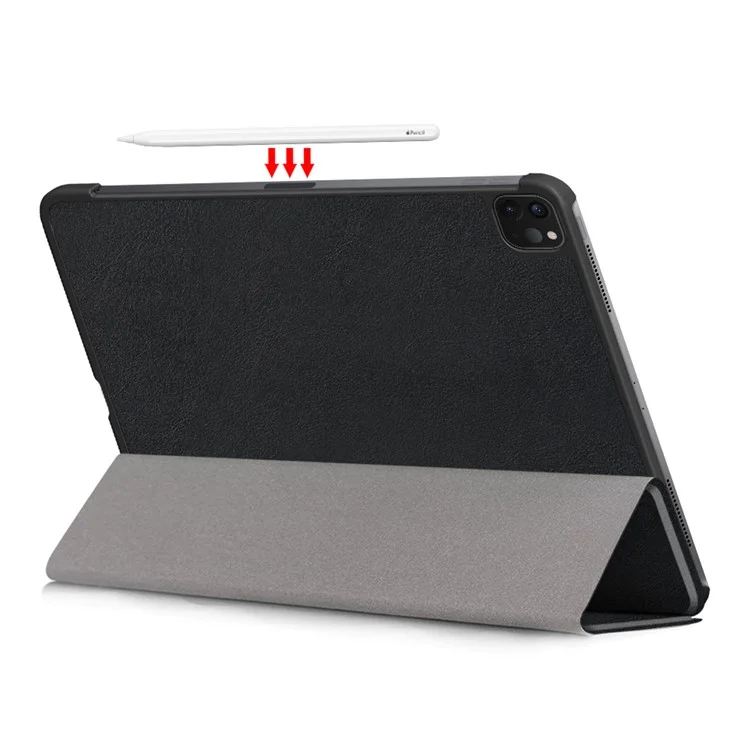 Étui en cuir PU à rabat triptyque pour iPad Pro 11 pouces (2021) / (2020) / (2022) / Air (2020) / Air (2022) - Noir