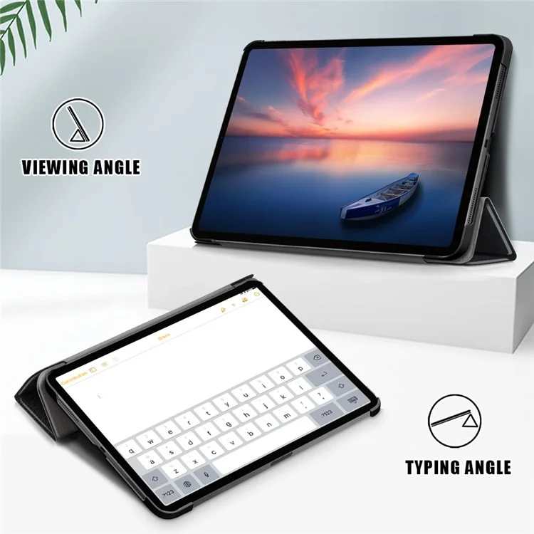 Étui en cuir PU à rabat triptyque pour iPad Pro 11 pouces (2021) / (2020) / (2022) / Air (2020) / Air (2022) - Noir