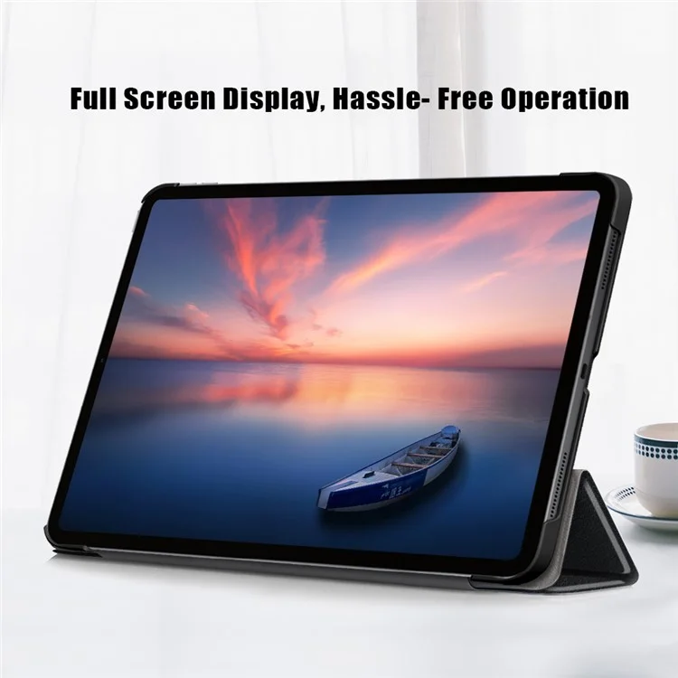 Étui en cuir PU à rabat triptyque pour iPad Pro 11 pouces (2021) / (2020) / (2022) / Air (2020) / Air (2022) - Noir