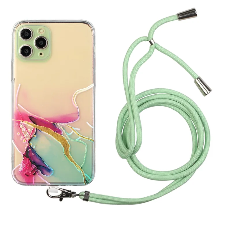 Marble Pattern Flexible TPU Case with Adjustable Lanyard for iPhone 11 Pro Max 6.5 inch - Style B