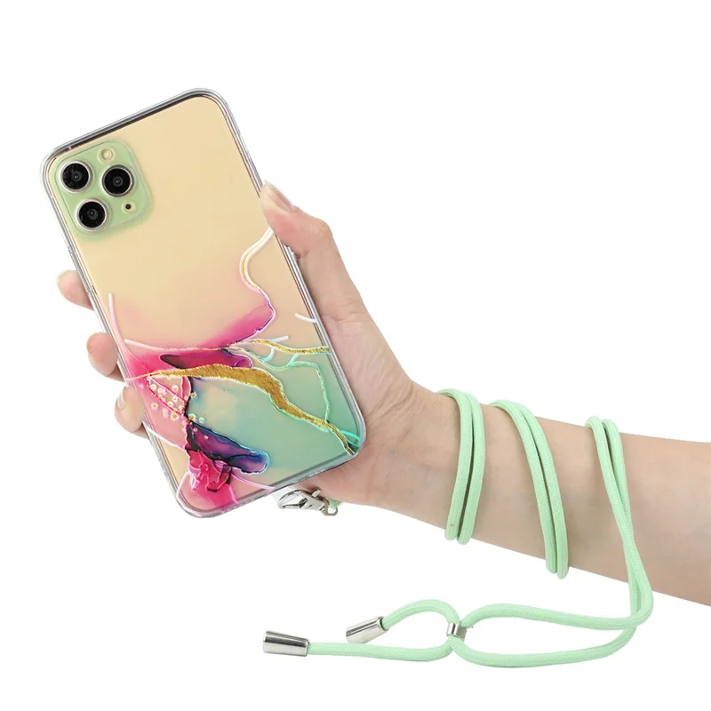 Marble Pattern Flexible TPU Case with Adjustable Lanyard for iPhone 11 Pro Max 6.5 inch - Style B
