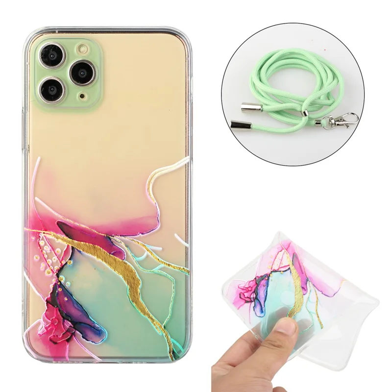 Marble Pattern Flexible TPU Case with Adjustable Lanyard for iPhone 11 Pro Max 6.5 inch - Style B