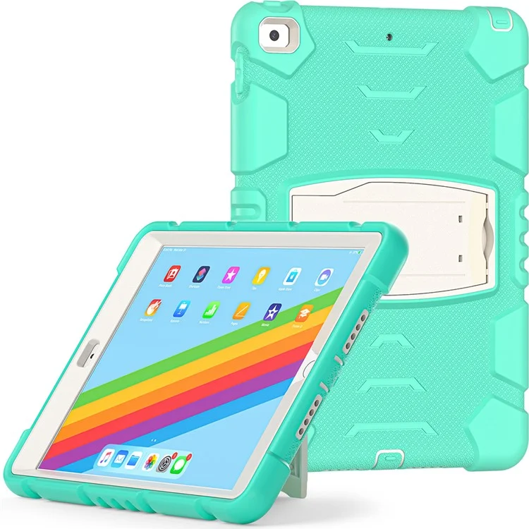 Tampa de Tablet PC + Silicone Resistente ao Impacto Com o Kickstand Para Ipad 10.2 (2021)/(2020)/(2019) - Menta Verde