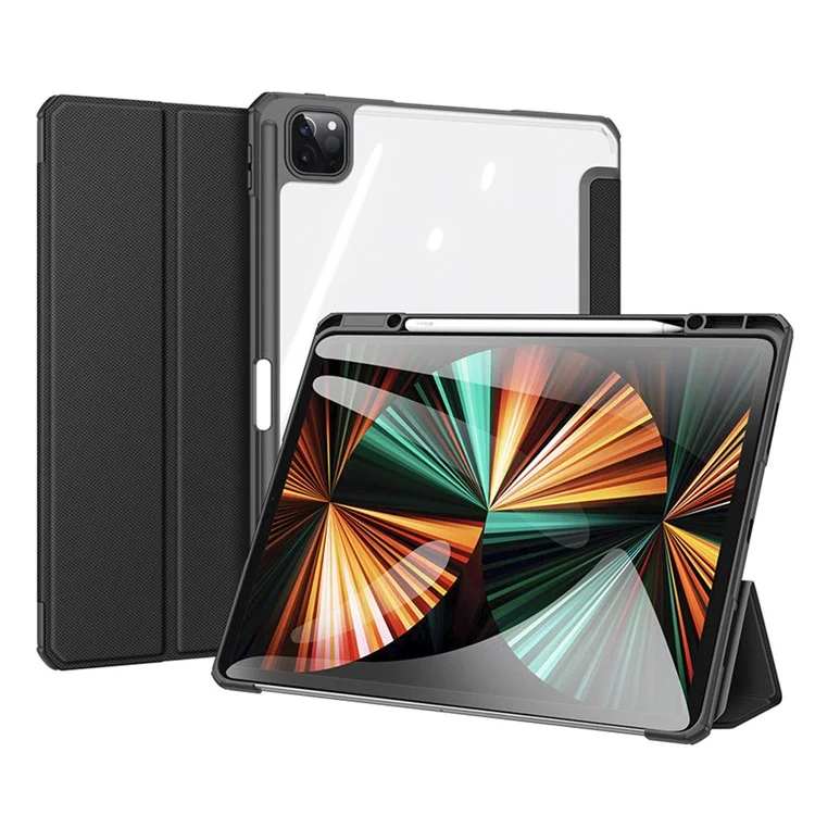 Dux Ducis Toby Серии TRI-Fold Stand Smart Premium Кожаный Чехол Для Чехол Для IPad Pro 12,9-дюймовый 2021/2020/2018 - Чернить