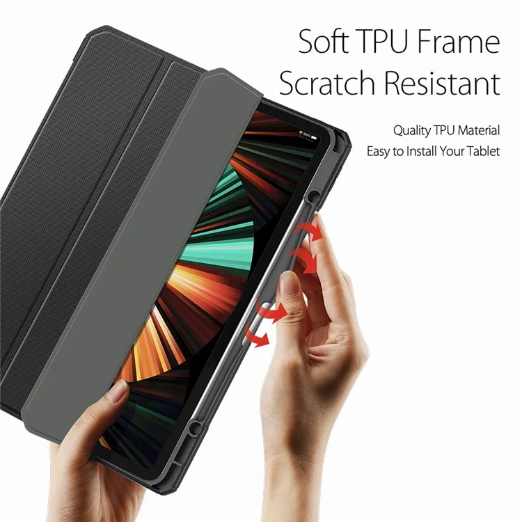 DUX DUCIS TOBY-Serie Tri-fold Stand Smart Premium Lederetui Tablettenhülle für iPad Pro 12,9 (2022) / (2021) / (2020) / (2018) - Schwarz