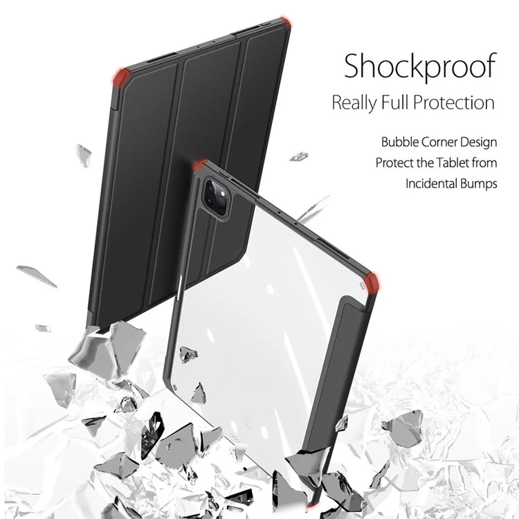 DUX DUCIS TOBY-Serie Tri-fold Stand Smart Premium Lederetui Tablettenhülle für iPad Pro 12,9 (2022) / (2021) / (2020) / (2018) - Schwarz
