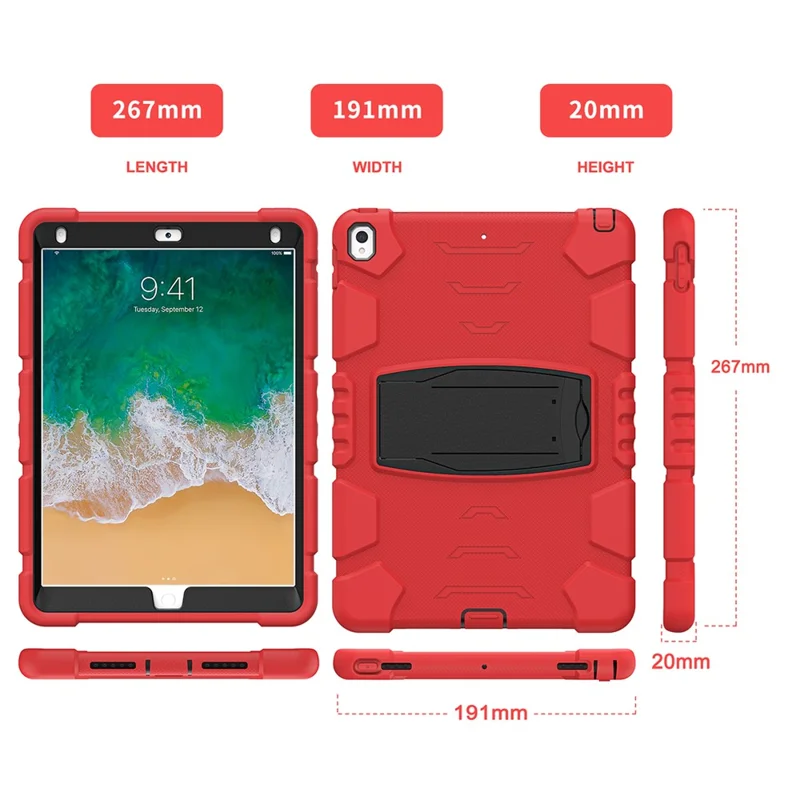 For iPad Pro 10.5-inch (2017) / iPad Air 10.5 inch (2019) PC + Silicone Tablet Cover with Kickstand - Red / Black