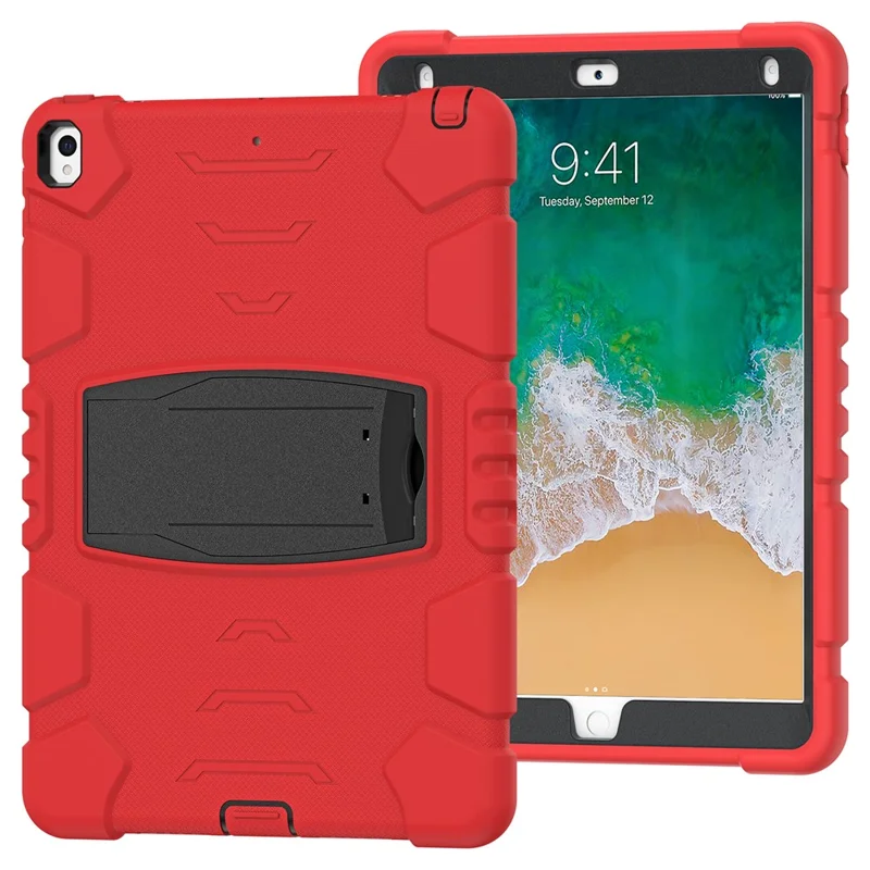 For iPad Pro 10.5-inch (2017) / iPad Air 10.5 inch (2019) PC + Silicone Tablet Cover with Kickstand - Red / Black