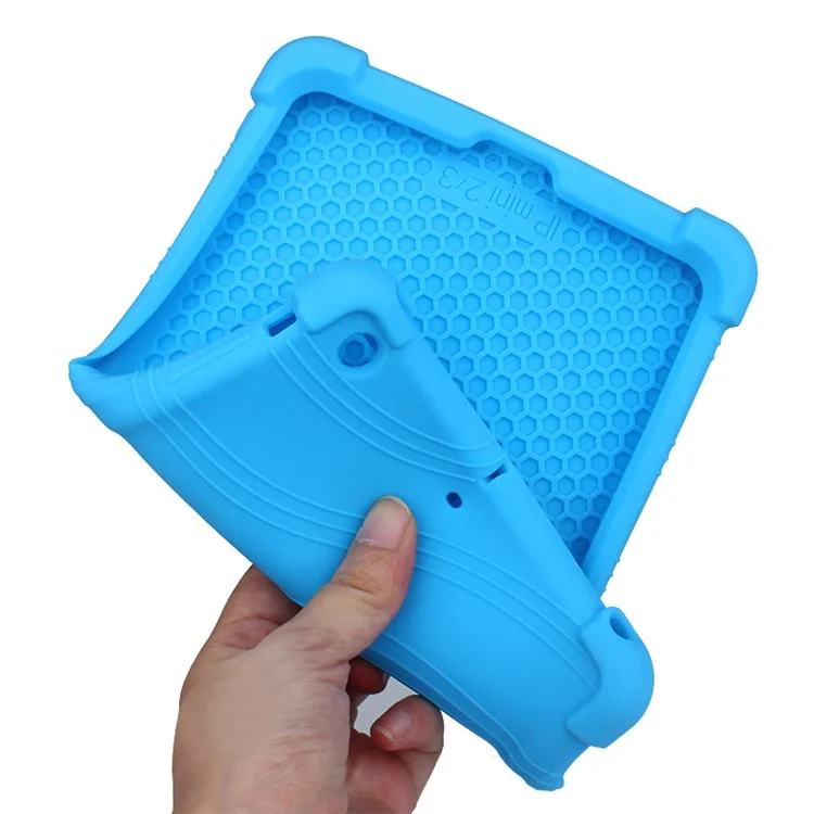 Coperchio di Guscio Tablet in Silicone Flessibile Con Cavalletto di Supporto Per Ipad Mini 3 / Ipad Mini 2 / Ipad mini - Bambina Blu