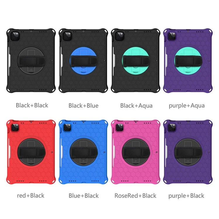 Funda Protectora de Tableta con Textura de Panal de Abeja y Soporte Giratorio para iPad Pro de 11 Pulgadas (2022) / (2021) / (2020) / (2018) - Negro