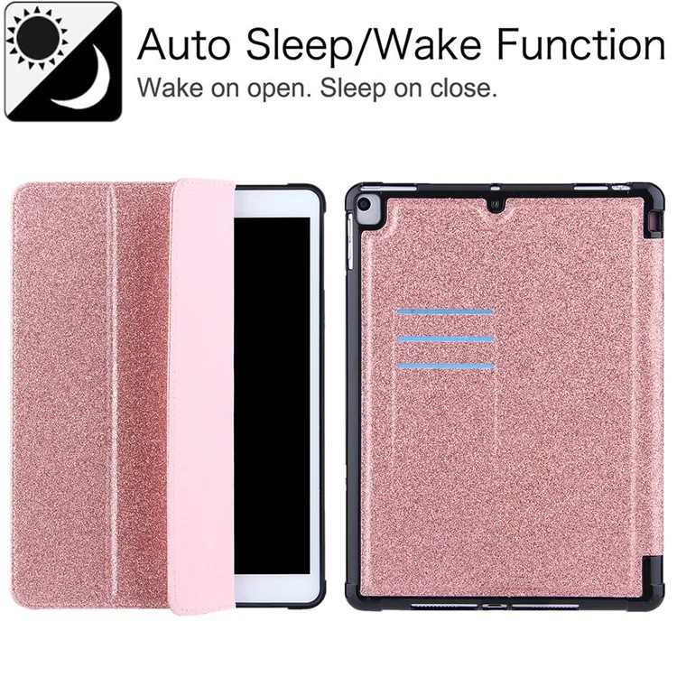 Tri-fold Stand Leder Tablet Cover Smart Case Mit Stiftschlitz Für Ipad 10.2 (2021)/(2020)/(2019)/Air 10.5 Zoll (2019)/Pro 10.5 Zoll (2017) - Roségold