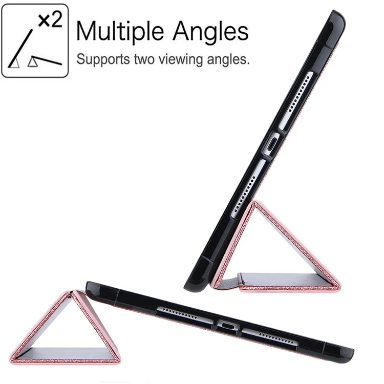 Tri-fold Stand Leder Tablet Cover Smart Case Mit Stiftschlitz Für Ipad 10.2 (2021)/(2020)/(2019)/Air 10.5 Zoll (2019)/Pro 10.5 Zoll (2017) - Roségold