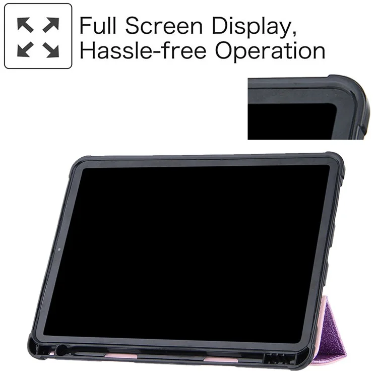 Tri-Fold Ständer Ledertabletthülle für iPad Pro 11-Zoll (2022) / (2021) / (2020) / (2018) / Air 11 (2024) / Air (2020) / Air (2022) - Lila